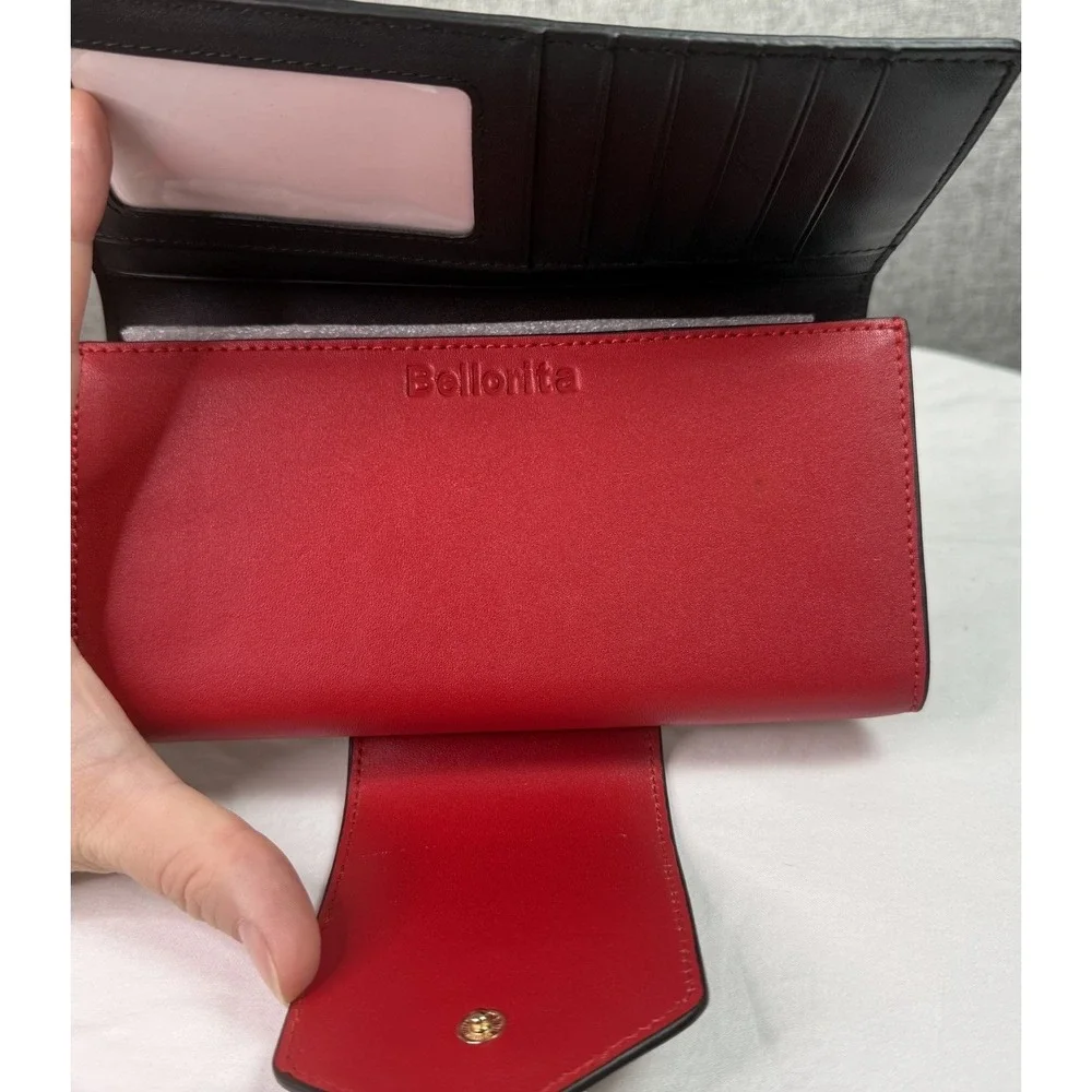 Bellorita Bull PX (PiXiu)‎ Red Continental Leather Wallet Red/Black/Gold